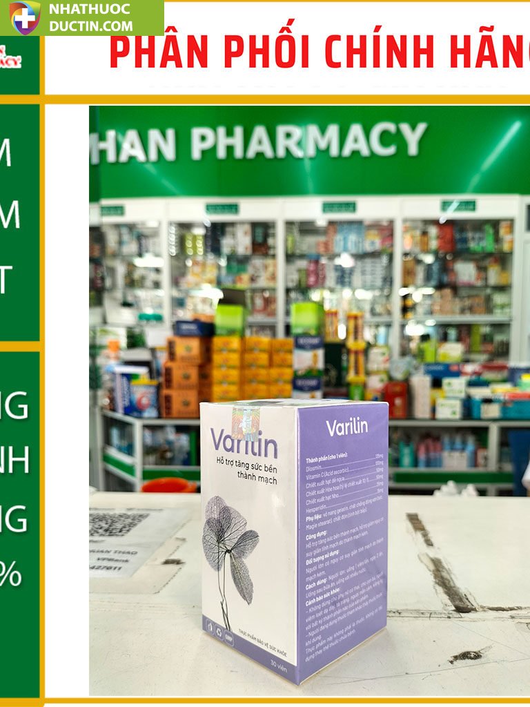 Varilin đối với bệnh suy giãn tĩnh mạch giúp phục hồi chức năng của tĩnh mạch và mạch máu 30V 28 va4