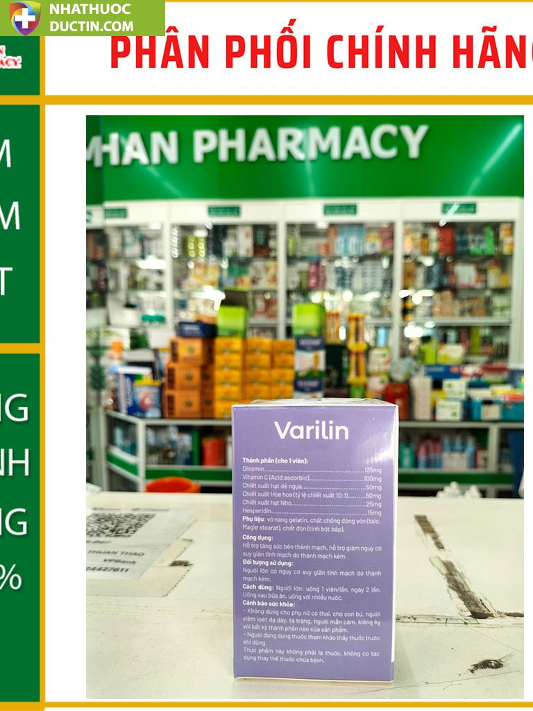 Varilin đối với bệnh suy giãn tĩnh mạch giúp phục hồi chức năng của tĩnh mạch và mạch máu 30V 24 vasi1