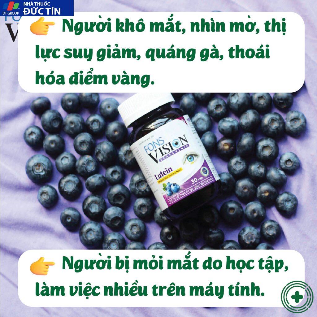 Viên uống bổ mắt Fons Vision - hộp 30 viên giảm mờ mắt, khô mắt, nhức mỏi mắt cho mắt sáng, cải thiện thị lực 24 vi8