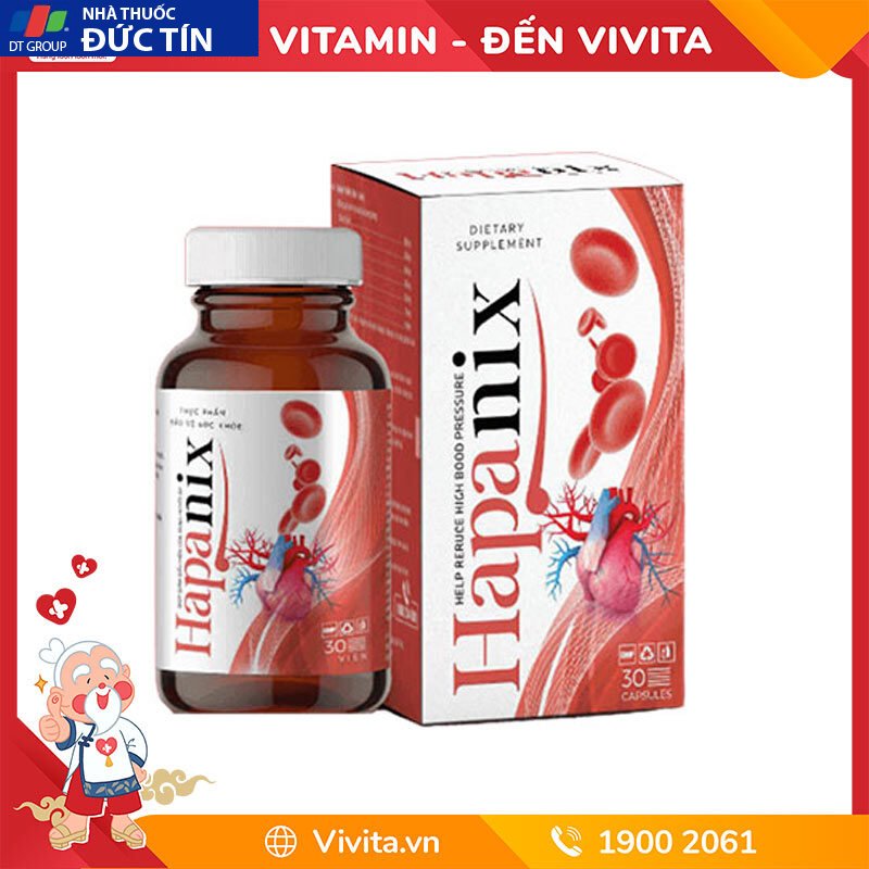 Viên Uống Hapanix Hỗ Trợ Cho Người Tăng Huyết Áp (Hộp 30 Viên) chính hãng 25 vien uong