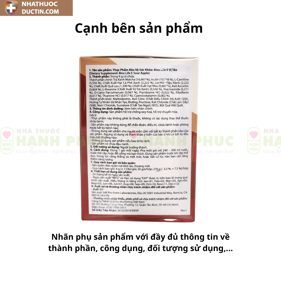 Bios Life E Unicity Sour Apple bổ sung năng lượng và hỗ trợ làm chậm quá trình lão hóa ( Vị Táo) 33 life2