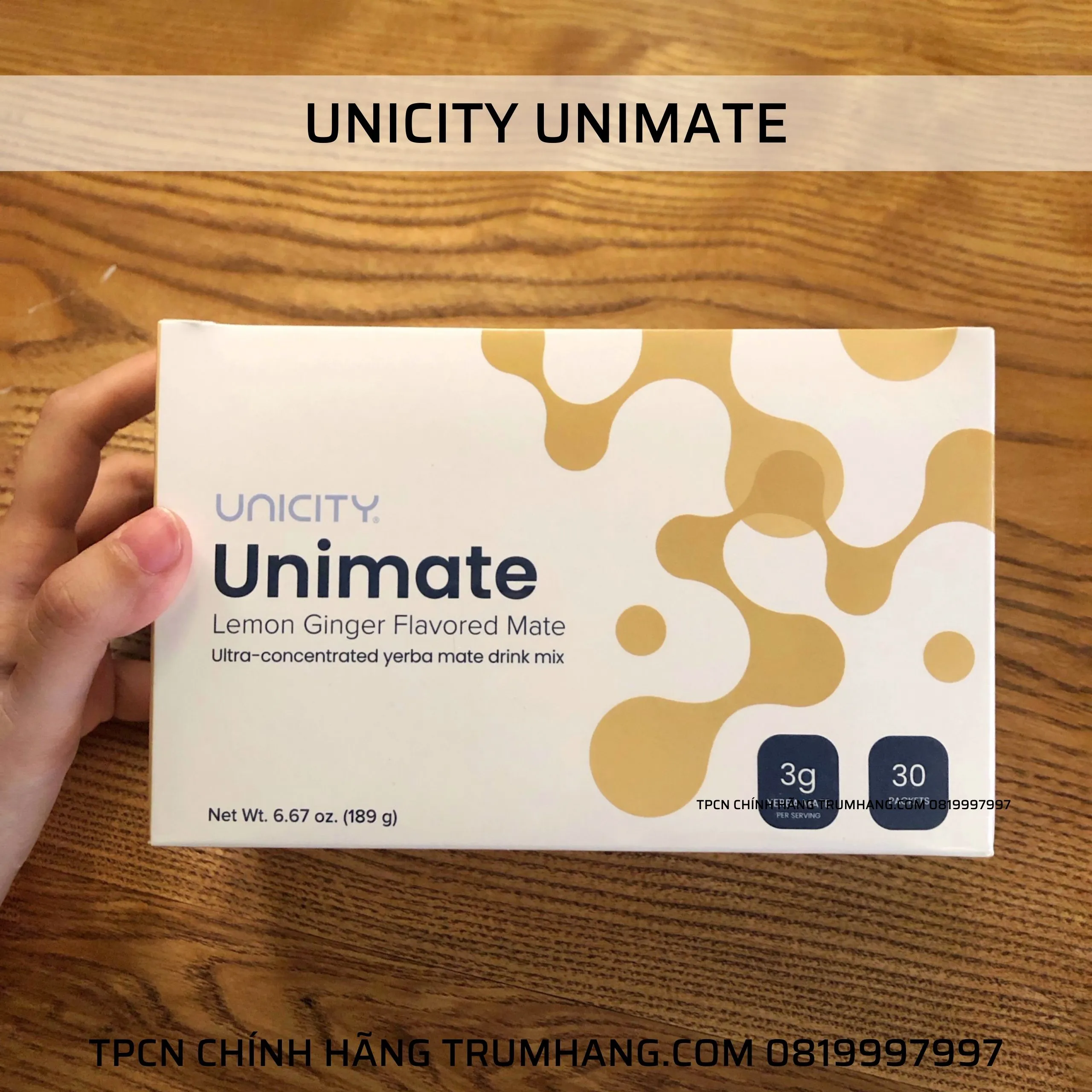 Bột Uống Chanh Gừng Unicity Unimate Lemon Ginger Flavored Mate (Hộp 30 gói) 15 unimate chanh gung unicity 1