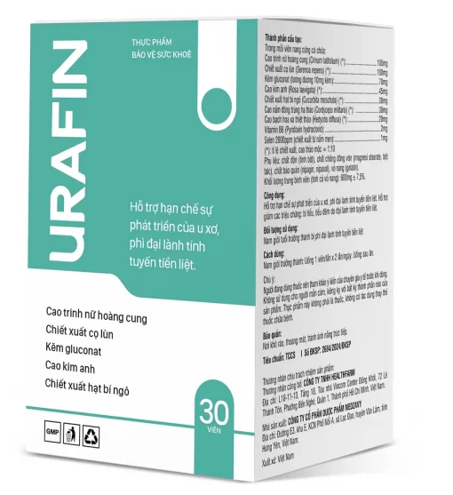 Urafin hỗ trợ điều trị U Xơ tuyến tiền liệt (30 viên) 21 Urafin 1 510x557 1