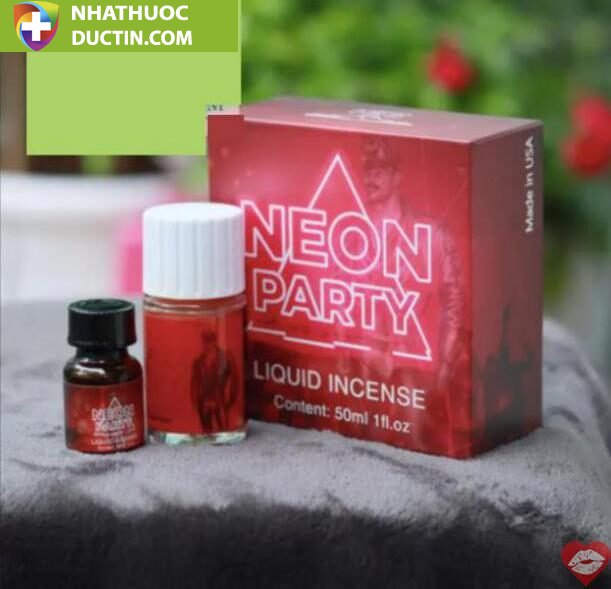 Combo popper dạ quang Neon Party Đỏ 50ml chính hãng Mỹ - Chai 40ml + 10ml 8 combo popper da quang neon party do 50ml chinh hang my chai 40ml 10ml