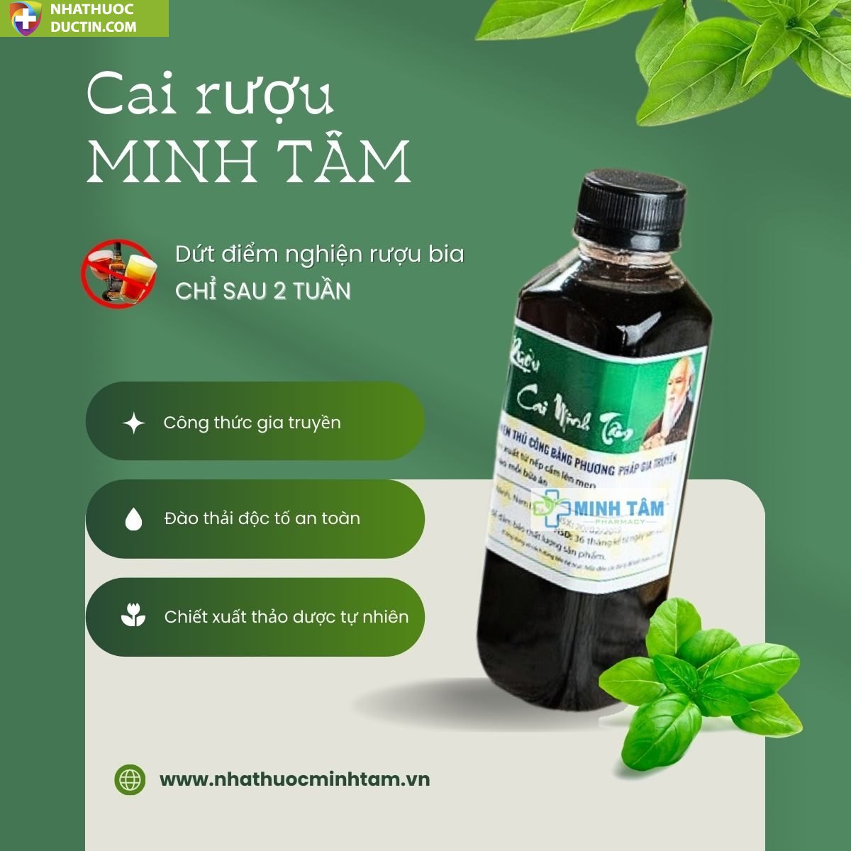 Thuốc Cai Rượu Bia Minh Tâm Chính Hãng 15 cai ruou bia minh tam dut diem chung nghien ruou tai nha