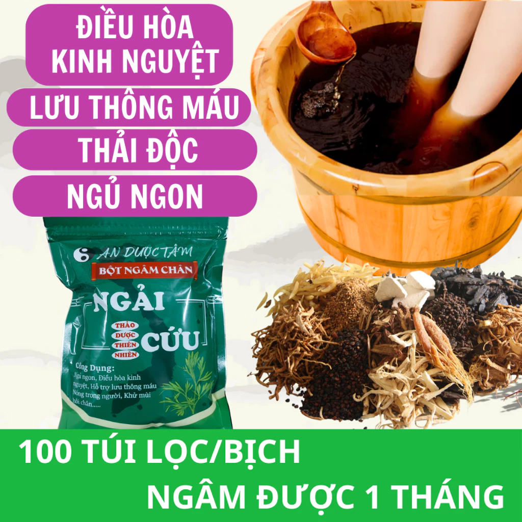 COMBO 100 Túi Lọc Ngải Cứu Ngâm Chân An Dược Tâm Thảo Dược. Ngải cứu giúp giảm căng thẳng, Mất ngủ kinh niên, lưu thông 14 chan10