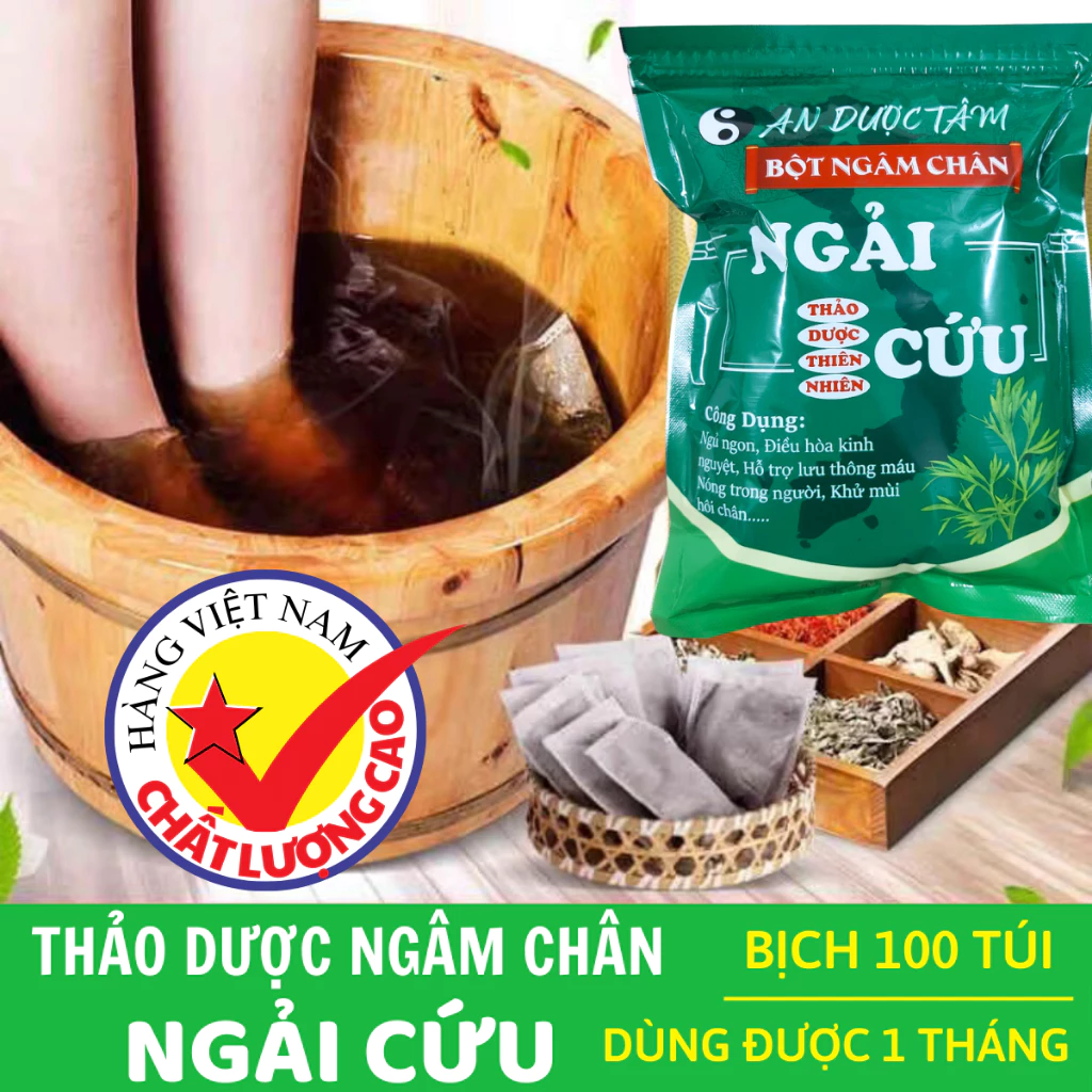 COMBO 100 Túi Lọc Ngải Cứu Ngâm Chân An Dược Tâm Thảo Dược. Ngải cứu giúp giảm căng thẳng, Mất ngủ kinh niên, lưu thông 13 chan5 1