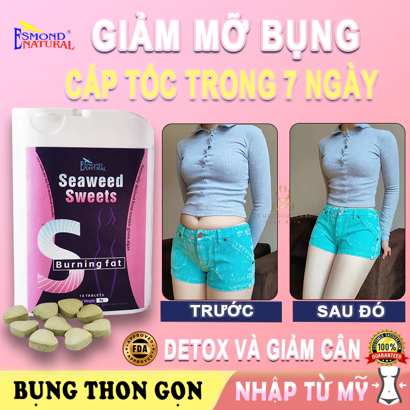 ESMOND-7 ngày giảm cân cấp tốc 1-16kg)giảm cân giảm mỡ bụng 1 hộp 10 viên 27 keo2