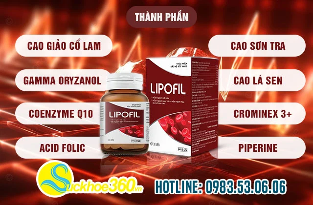 Lipofil hỗ trợ ổn định huyết áp, giảm mỡ máu từ thảo dược 10 lipofill77