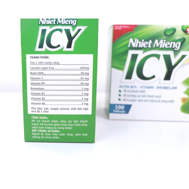 Nhiệt miệng ICY Hỗ trợ hiệu quả giúp giảm nhiệt miệng, chảy máu chân răng, Giúp làm bền vững thành mạch 18 nhiet5