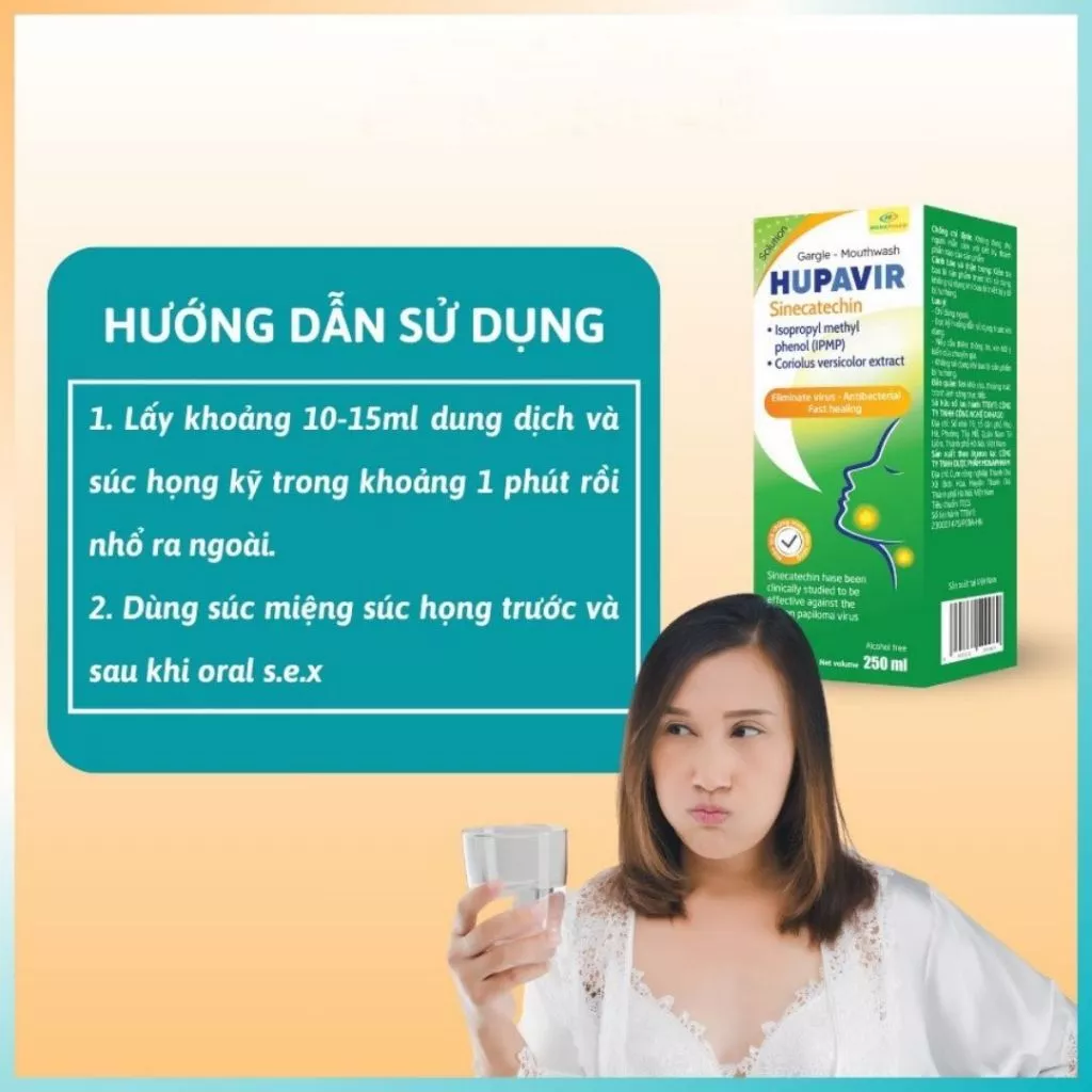 Nước súc miệng súc họng Hupavir Giảm sùi, ngăn ngừa và hỗ trợ đào thải HPV Sùi Mào Gà (che tên) 22 sucmieng4