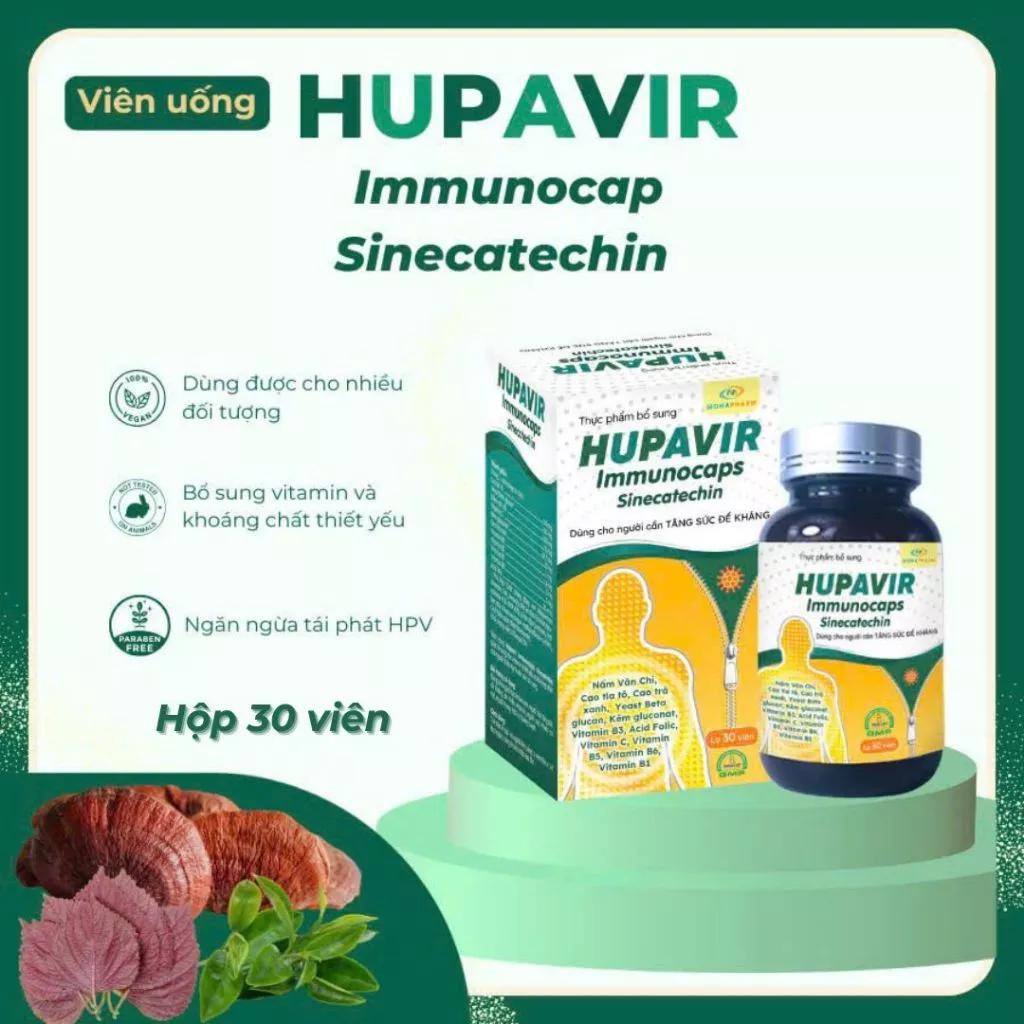 Viên Uống Hupavir Immunocaps tăng đề kháng - Hỗ trợ tăng đào thải HPV, sùi mào gà cho nam nữ hộp 30 viên (che tên) 11 uong1 2