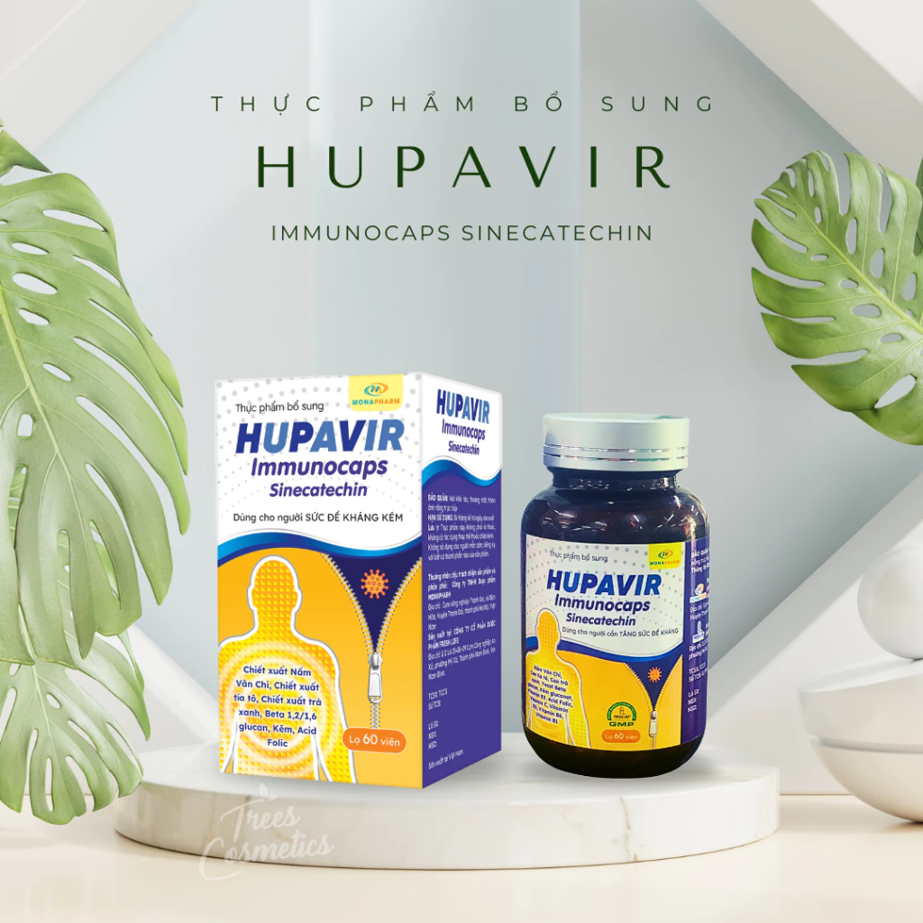 Viên uống Hupavir Immunocaps Sinecatechin tăng đề kháng hỗ trợ tăng đào thải hpv, sùi mào gà cho nam và nữ hộp 60 viên 17 uong6