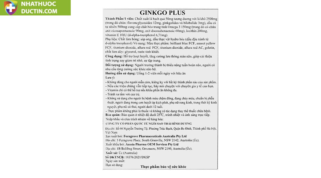 bo nao aussia ginkgo plus hop 120v 6