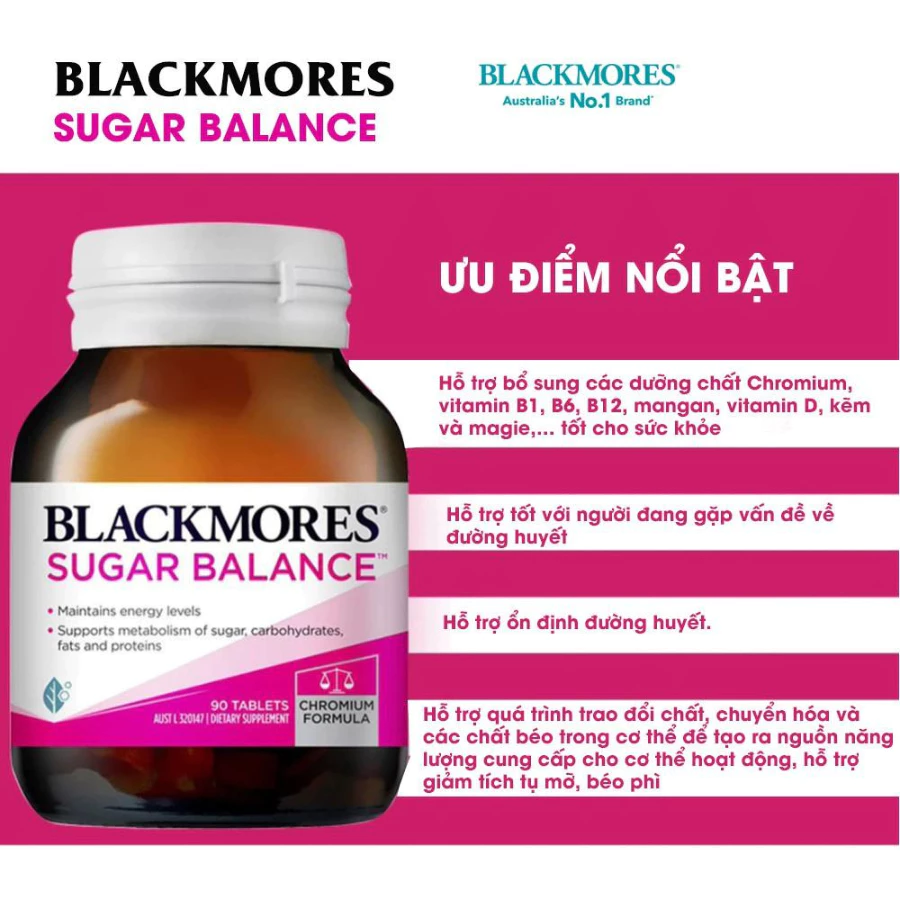 Viên uống cân bằng đường huyết dành cho người tiểu đường sugar balance blackmores Úc 90 viên Healthy care 15 duonghuye3