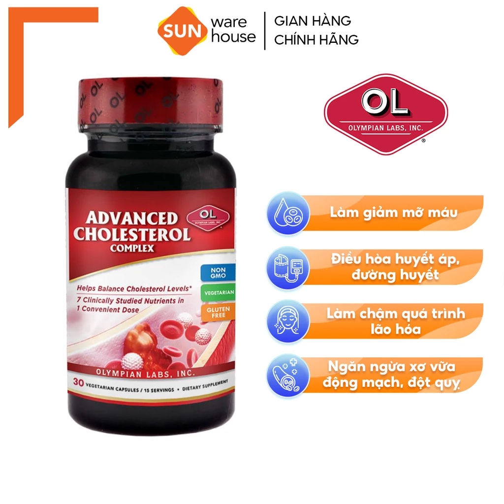 Viên Uống Hỗ Trợ Giảm Mỡ Máu OLYMPIAN LABS Advanced Cholesterol Complex 30 Viên 16 mau1 1