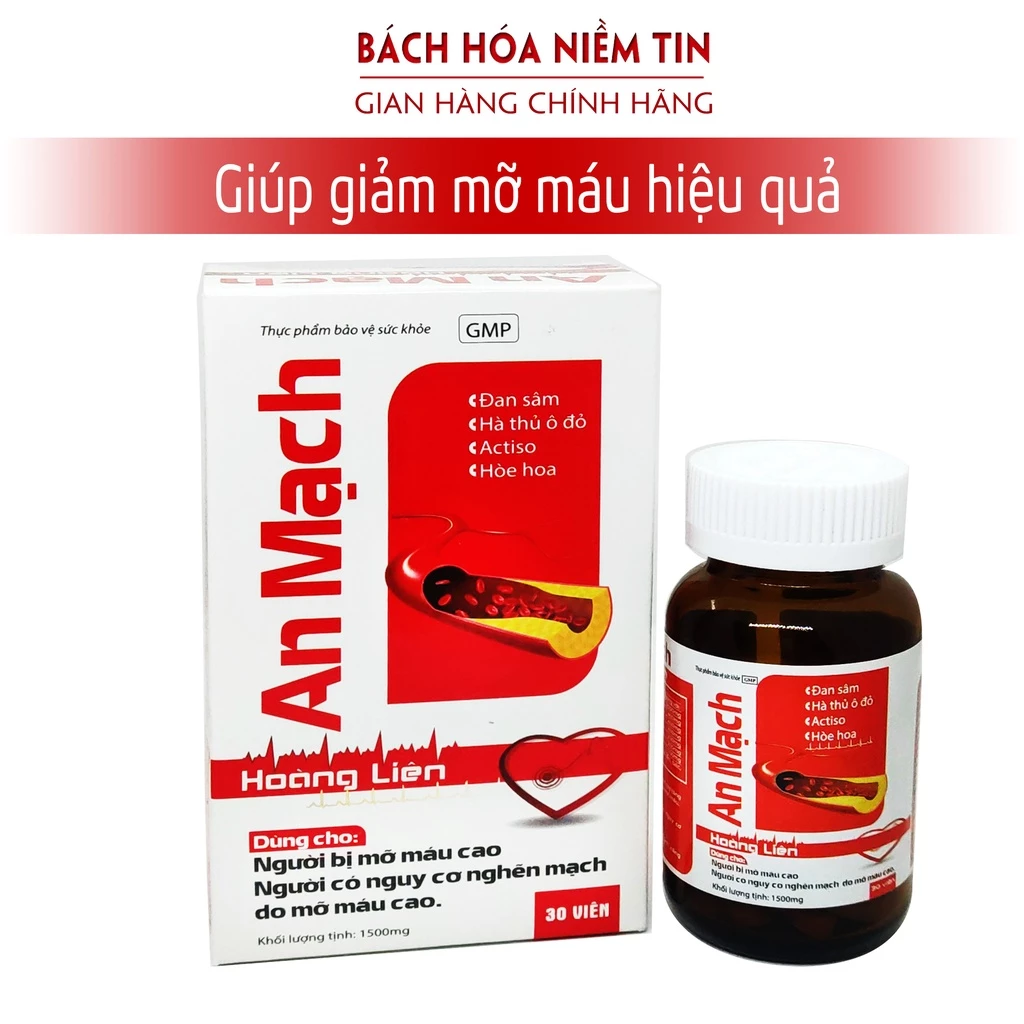 Viên uống Giảm mỡ máu An Mạch Hoàng Liên , gan nhiêm mỡ, giảm béo hiệu quả - thành phần 100% thảo dược 7 momau1 1