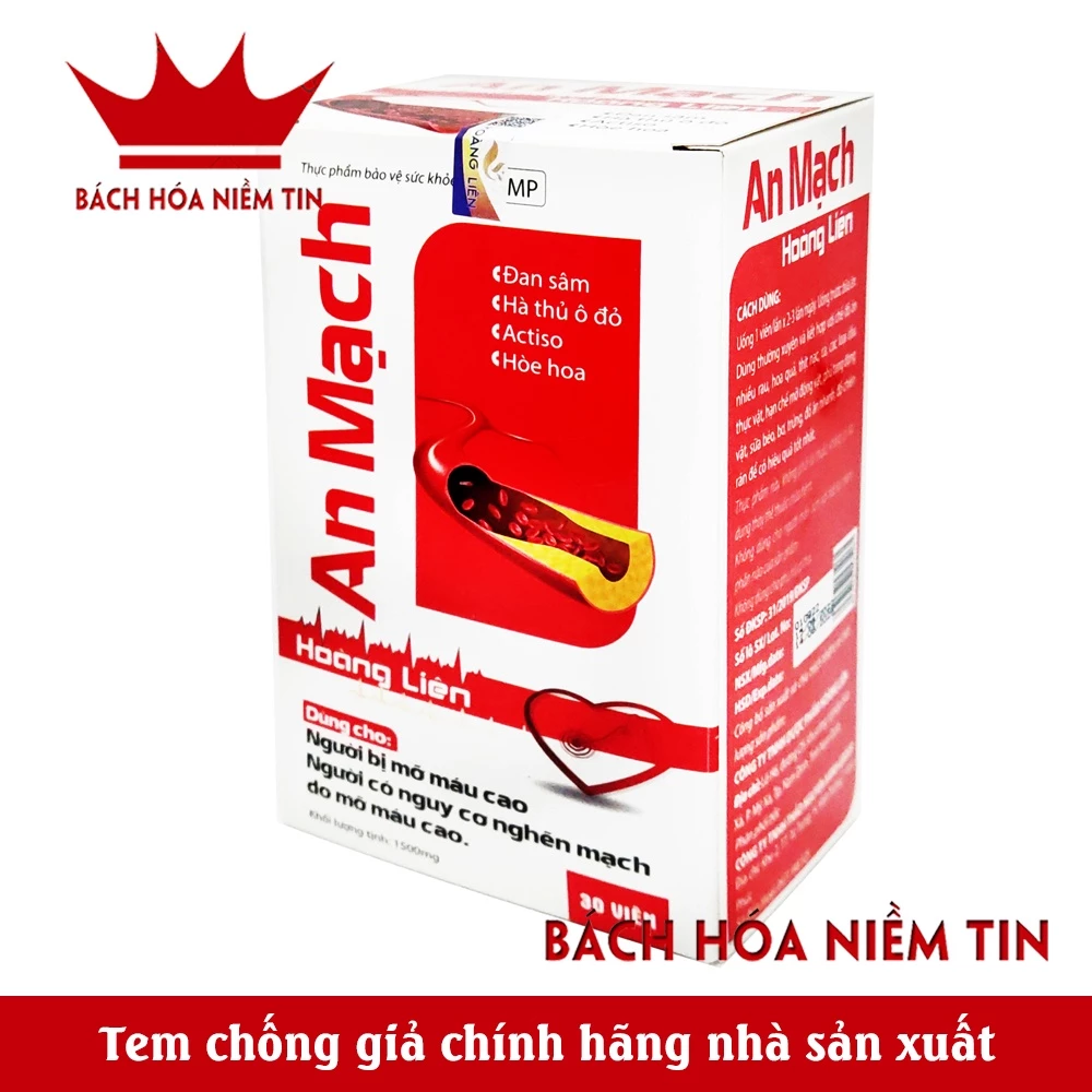 Viên uống Giảm mỡ máu An Mạch Hoàng Liên , gan nhiêm mỡ, giảm béo hiệu quả - thành phần 100% thảo dược 6 momau2