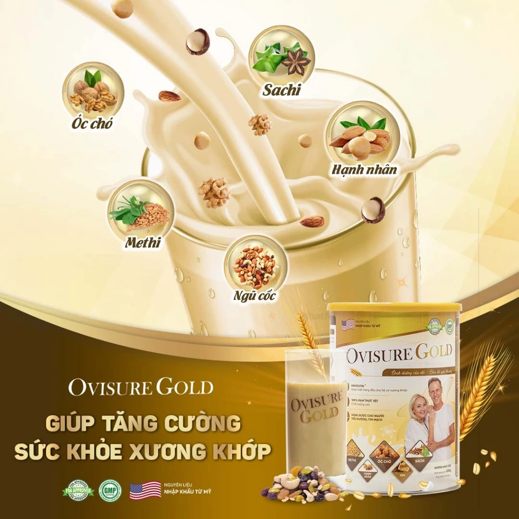 Sữa hạt xương khớp Ovisure Gold giúp xương chắc khỏe lon 650g chính hãng 18 ovi6
