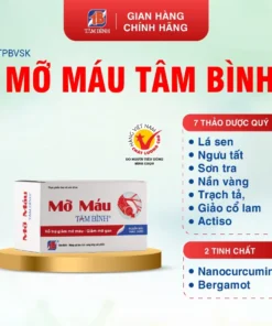 Alternative view of Viên uống Mỡ máu Tâm Bình hỗ trợ giảm cholesterol, triglyceride, giảm nguy cơ xơ vữa mạch máu