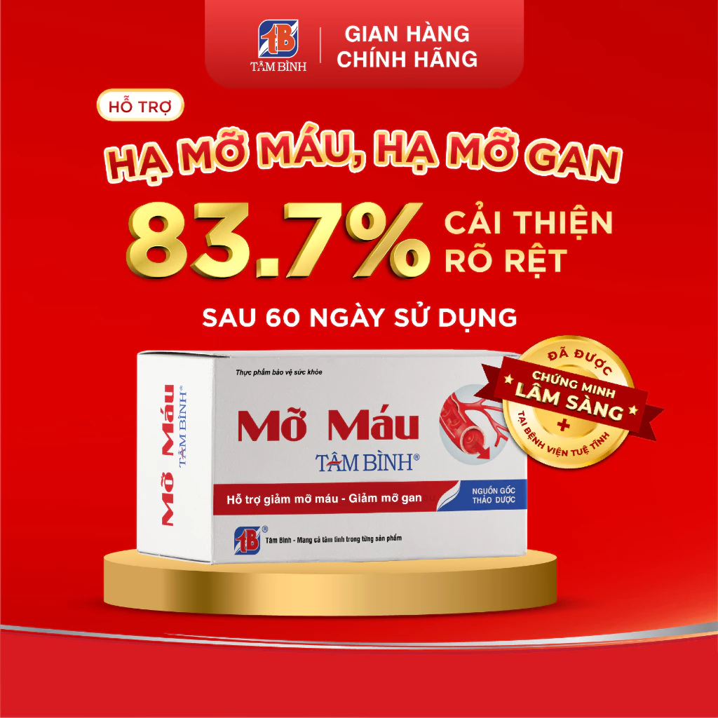 Viên uống Mỡ máu Tâm Bình hỗ trợ giảm cholesterol, triglyceride, giảm nguy cơ xơ vữa mạch máu 12 tambinh2