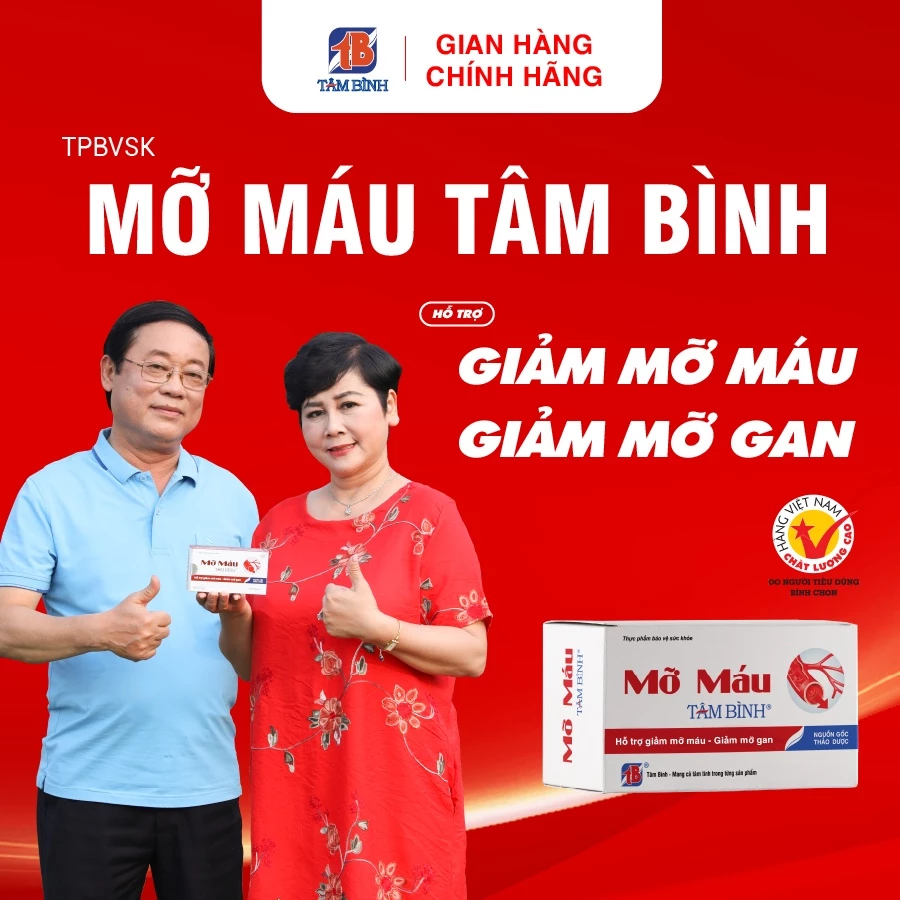 Viên uống Mỡ máu Tâm Bình hỗ trợ giảm cholesterol, triglyceride, giảm nguy cơ xơ vữa mạch máu 10 tambinh5