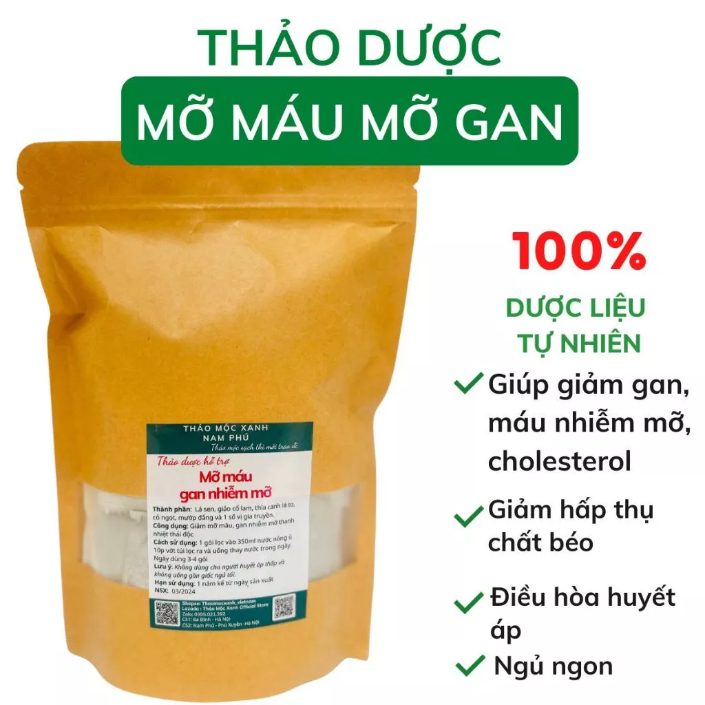 Trà Thảo Dược Giảm Mỡ Máu, Gan Nhiễm Mỡ, điều hòa đường huyết - Giảo Cổ Lam, Lá Sen 11 tramomau1