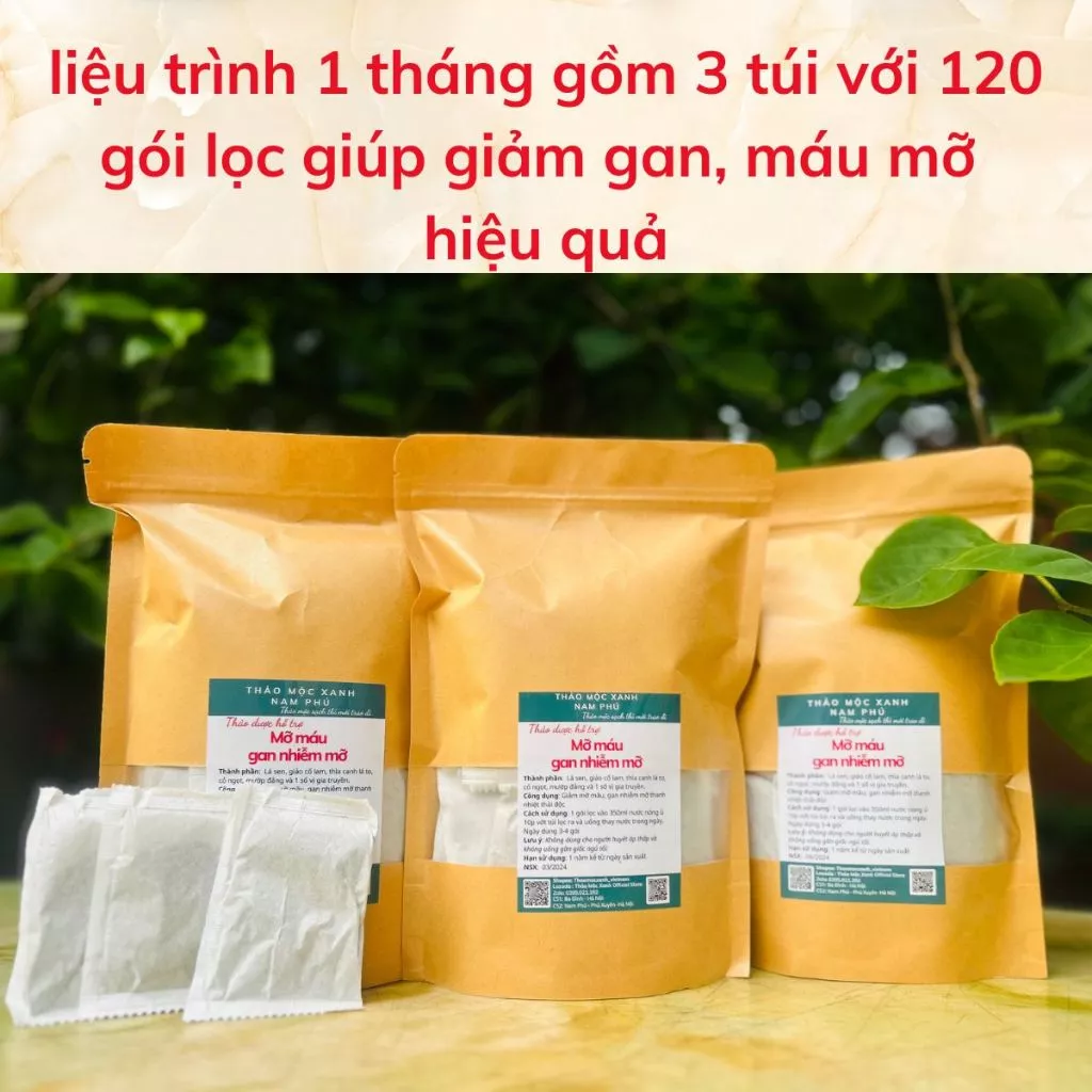 Trà Thảo Dược Giảm Mỡ Máu, Gan Nhiễm Mỡ, điều hòa đường huyết - Giảo Cổ Lam, Lá Sen 8 tramomau3
