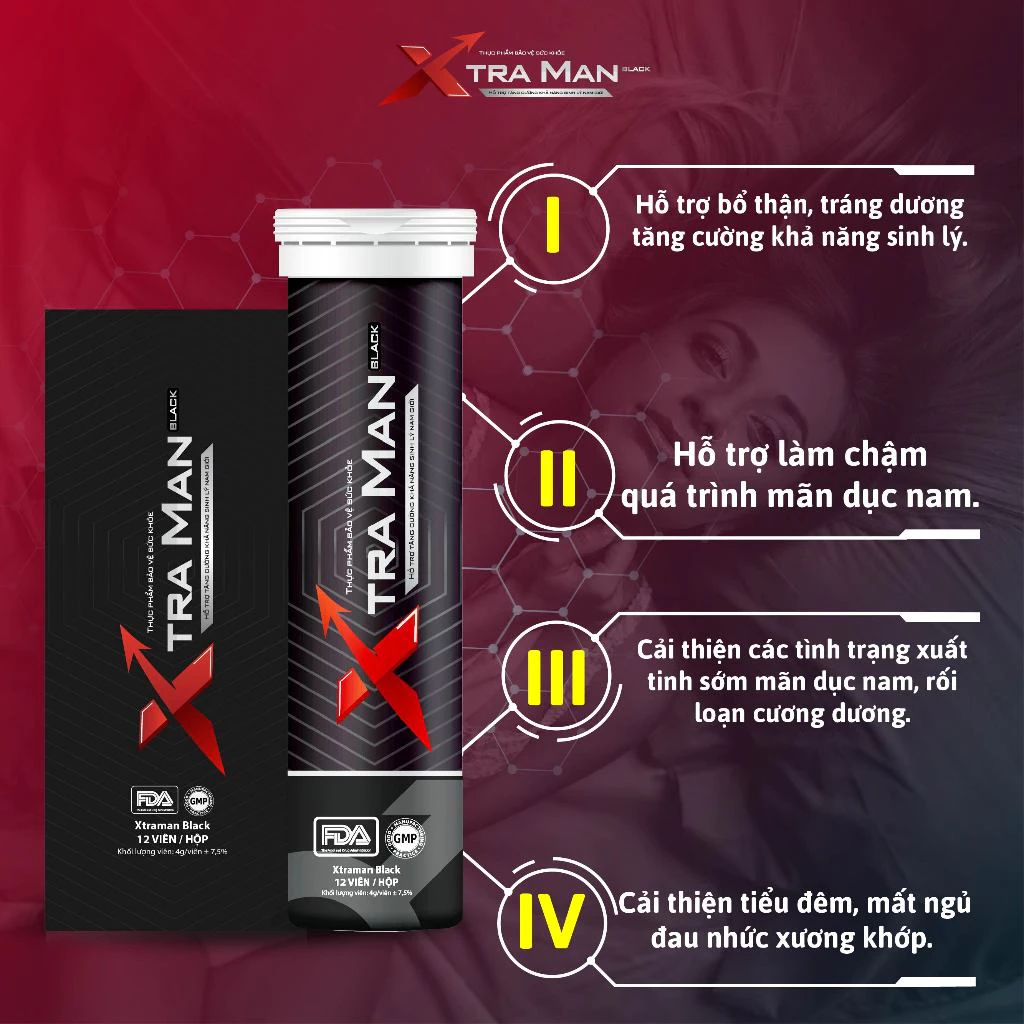 Viên Sủi Xtraman Black (12 Viên) Tăng Cường Sức Khỏe Nam Giới, Hỗ Trợ Bổ Thận Tráng Dương 22