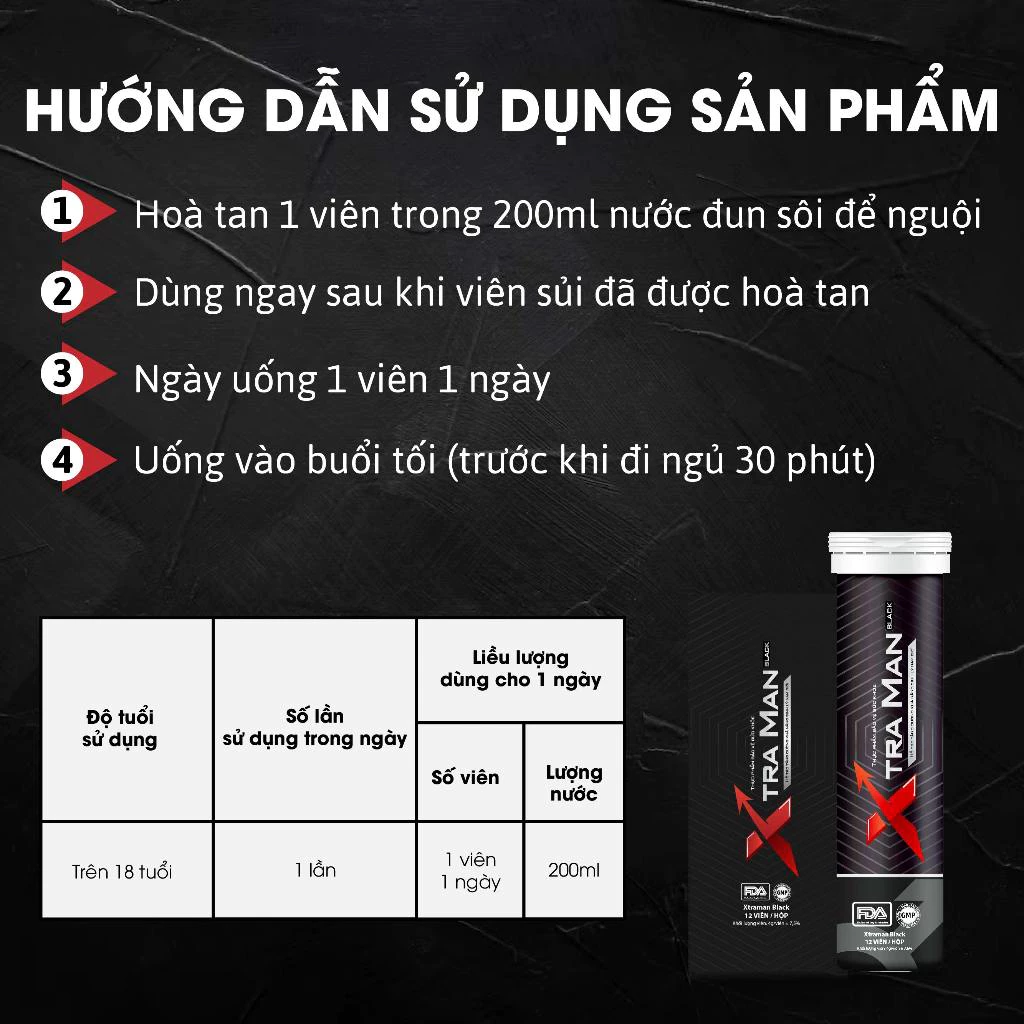 Viên Sủi Xtraman Black (12 Viên) Tăng Cường Sức Khỏe Nam Giới, Hỗ Trợ Bổ Thận Tráng Dương 17