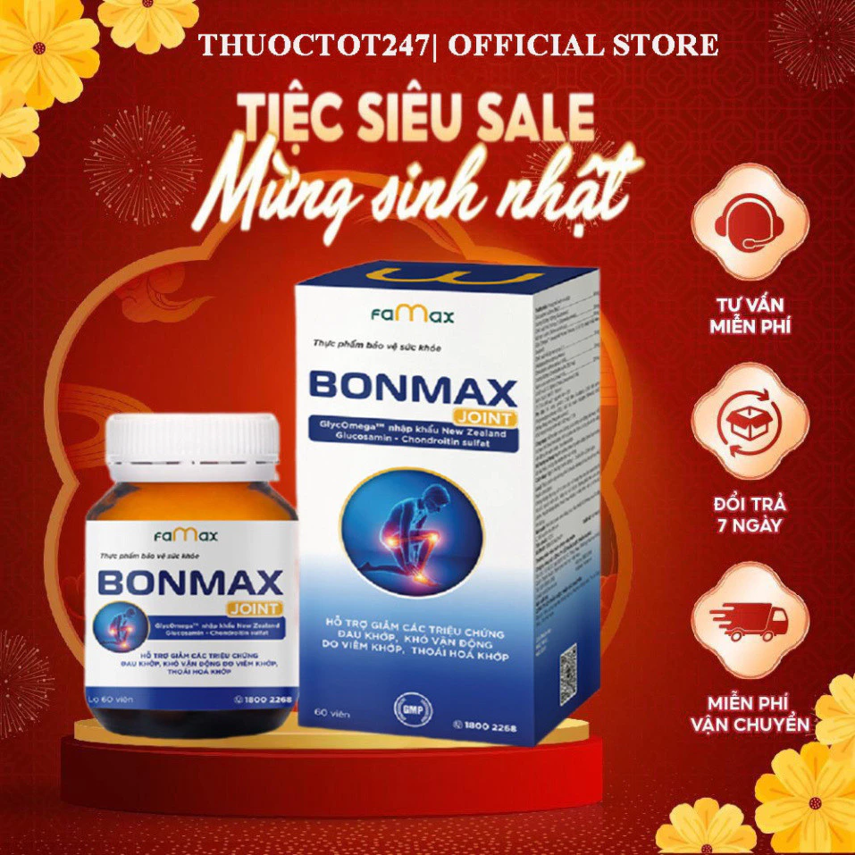 Hộp 30 viên uống hỗ trợ xương khớp BONMAX JOINT - Giúp giảm đau, viêm khớp 19 bon1 1