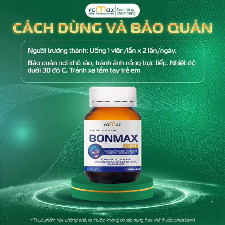 Hộp 30 viên uống hỗ trợ xương khớp BONMAX JOINT - Giúp giảm đau, viêm khớp 18 bon2