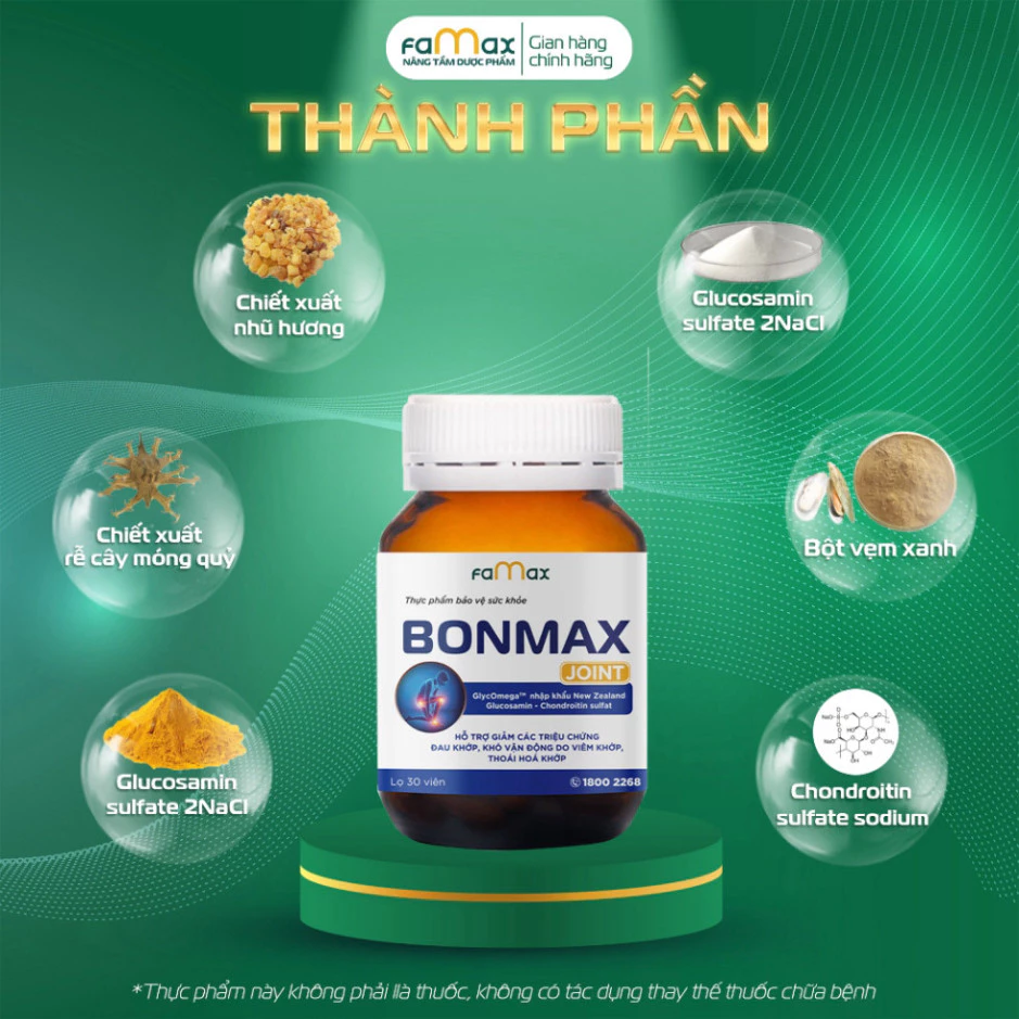 Hộp 30 viên uống hỗ trợ xương khớp BONMAX JOINT - Giúp giảm đau, viêm khớp 14 bon6