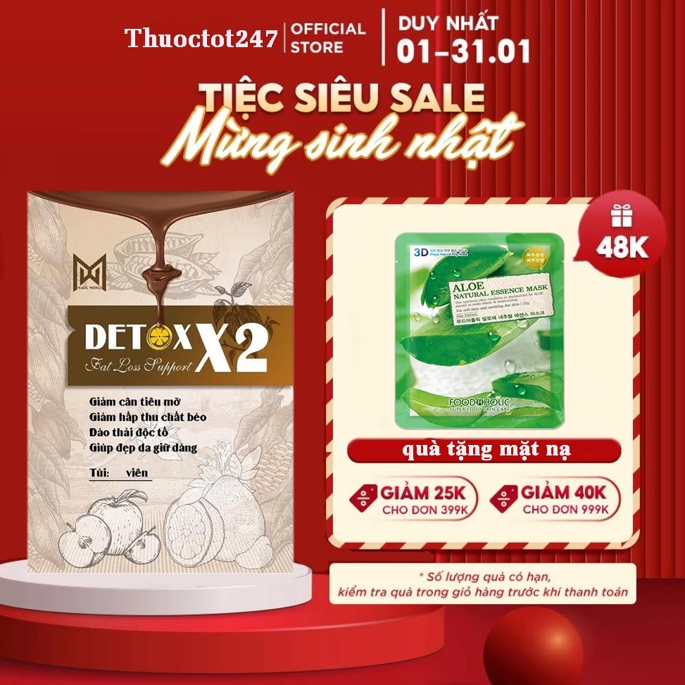 DETOX X2 giảm cân chính hãng.An toàn - Hiệu quả + quà tặng 2 dietgiamcan