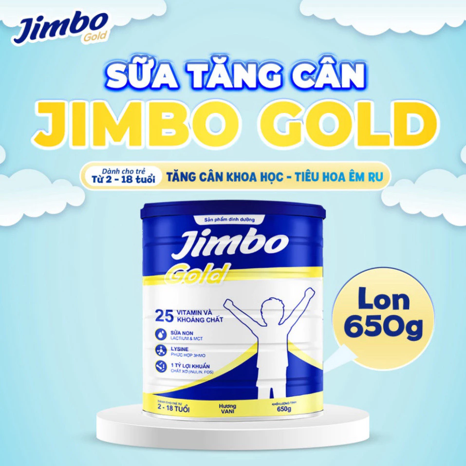 Sữa Jimbo Gold Tăng Cân Cho Bé Từ 2 Tuổi Cải Thiện Tiêu Hóa, Tăng Cường Đề Kháng, hộp 650g 14 jimbo3