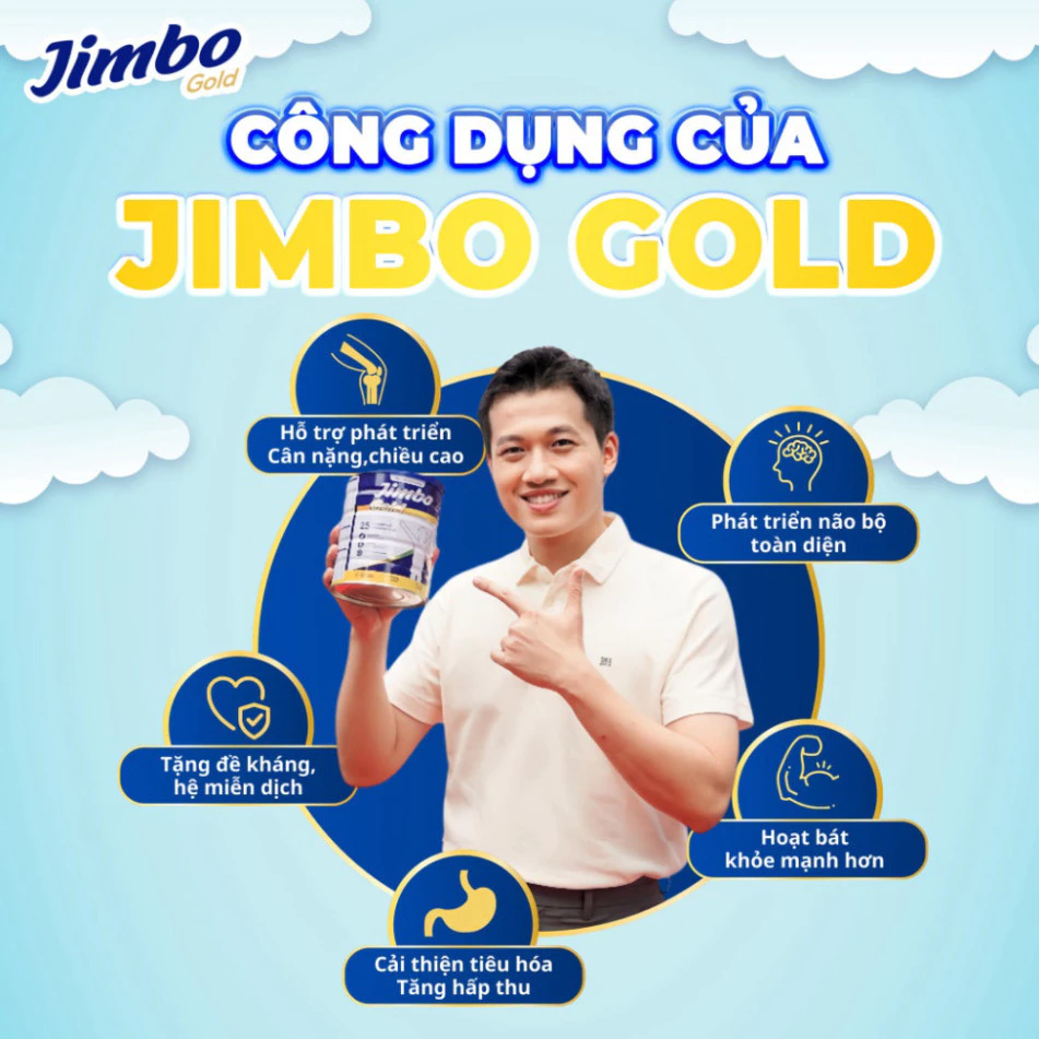Sữa Jimbo Gold Tăng Cân Cho Bé Từ 2 Tuổi Cải Thiện Tiêu Hóa, Tăng Cường Đề Kháng, hộp 650g 12 jimbo9