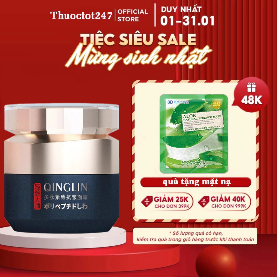 Kem xoá nếp nhăn trẻ hoá da Qinglin, Kem xoá nhăn mờ nám tàn nhang chống chảy xệ, bổ sung collagen Qinglin Nhật Bản 2