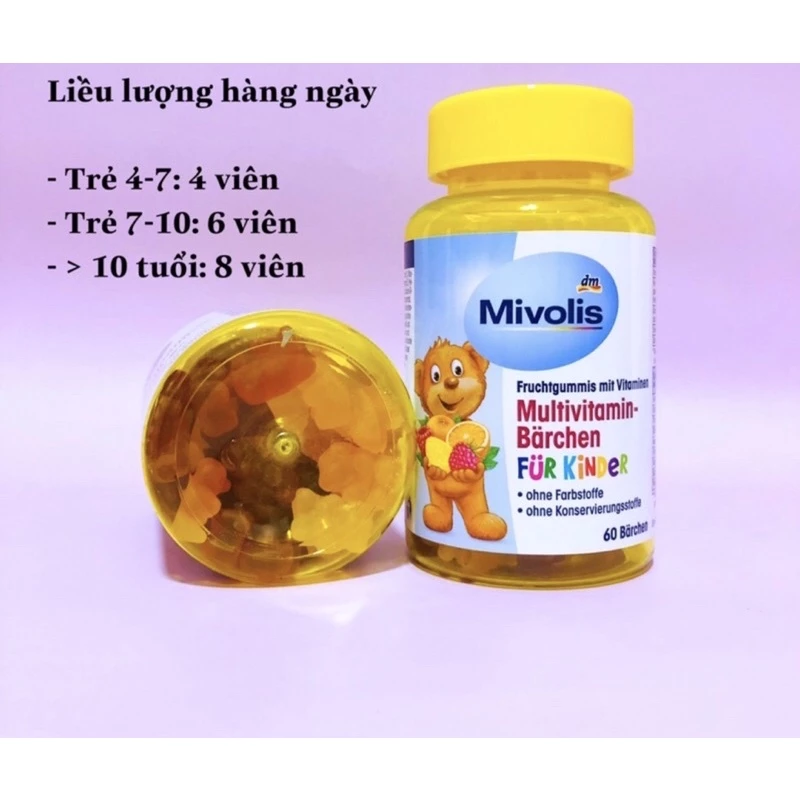 Kẹo Gấu Bổ Sung Vitamin Tổng Hợp Cho Trẻ Mivolis, Vị Trái Cây, 60 Viên 9 keogau2