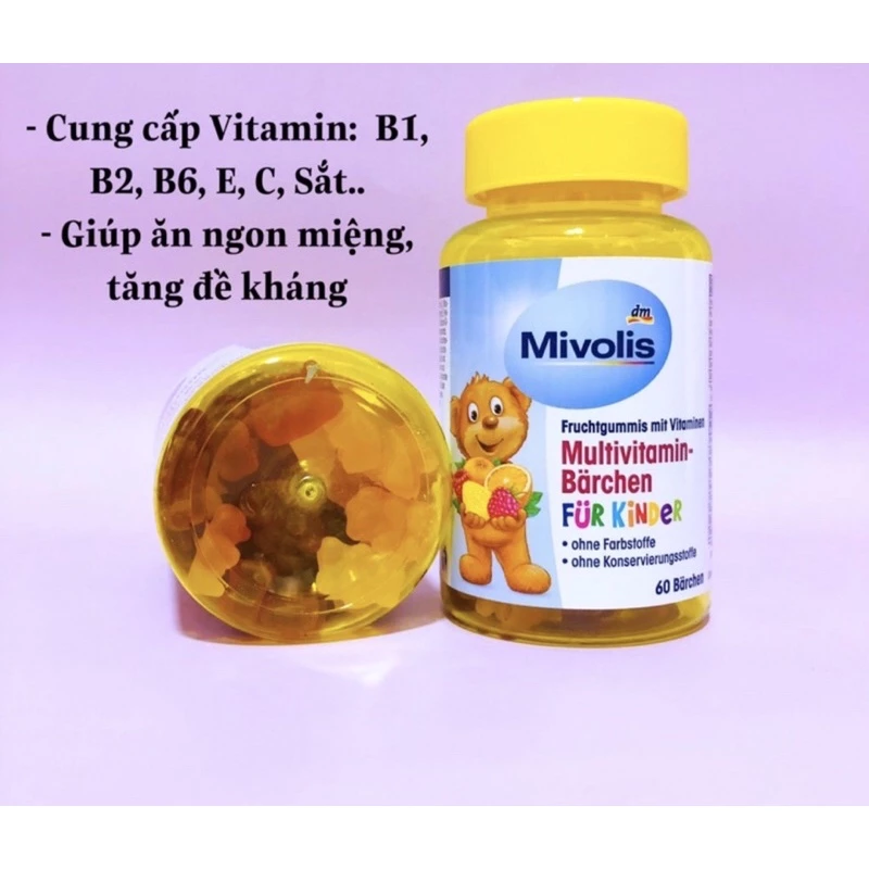Kẹo Gấu Bổ Sung Vitamin Tổng Hợp Cho Trẻ Mivolis, Vị Trái Cây, 60 Viên 8 keogau3