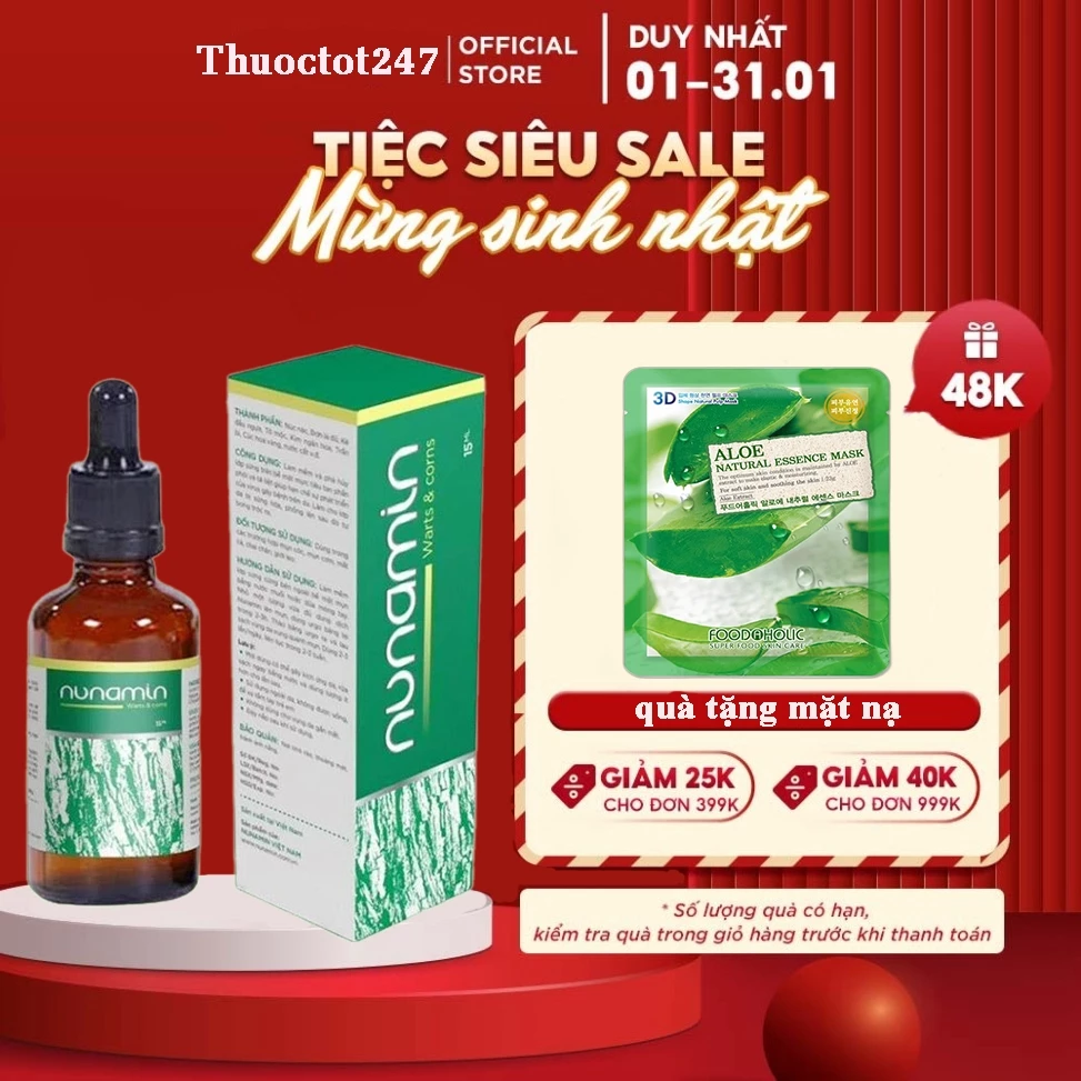 Nunamin Serum 15ML - Cho da Mụn cóc, Mụn cơm, Mắt cá chân, Chai chân, Mụn thịt, Mụn ruồi chiết suất từ thảo mộc Việt 1 Nunamin Serum 15ML - Cho da Mụn cóc, Mụn cơm, Mắt cá chân, Chai chân, Mụn thịt, Mụn ruồi chiết suất từ thảo mộc Việt