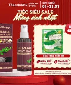 Xịt đen tóc Herbal, tinh chất linh chi đen tóc Herbal, Herbal gray hair, serum phủ bạc làm đen tóc an toàn 100ml