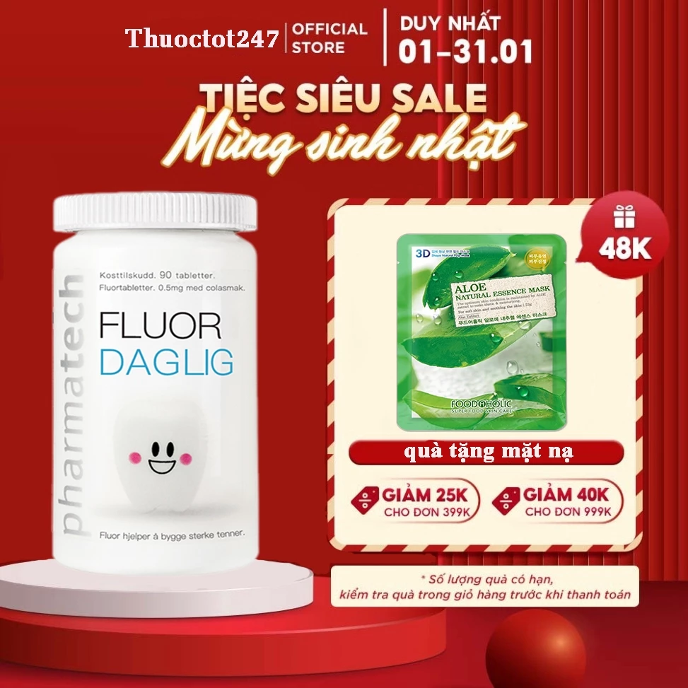 Viên uống tái tạo men răng FLUOR DAGLIG 90 viên hương dâu 14 taitao1