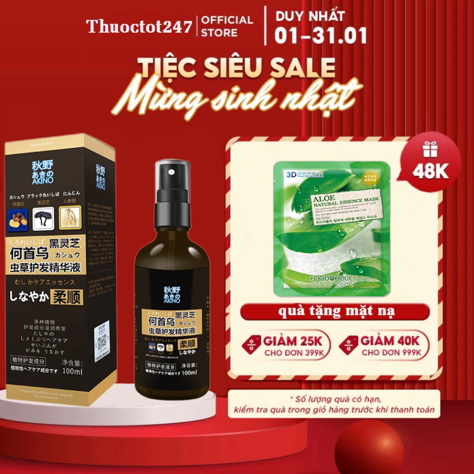Tinh chất linh chị xịt đen tóc AKINO - Xịt đen tóc AKINO giúp phủ bạc, nuôi tóc đen, dày, bóng mượt hiệu quả - KHỎE ĐẸP 5 tinhchatlinh