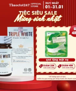 VIÊN UỐNG TRIPLE WHITE - VIÊN UỐNG GLUTATHION 1200MG TRẮNG DA, MỜ NÁM, GIẢM THÂM HỘP 50 VIÊN