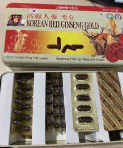 Viên ĐẠM HỒNG SÂM Linh chi - Đông trùng hạ thảo - KOREAN RED GINSENG Gold- Giúp bồi bổ cơ thể ,ăn ngon ngủ tốt hộp 60 viên