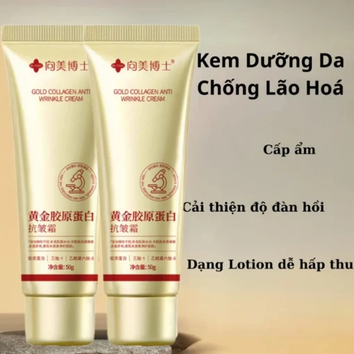 Kem Chống Nhăn Gold Collagen 50G - Dưỡng Ẩm, Chống Lão Hóa, Căng Bóng Da, Giảm Nếp Nhăn