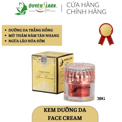 Face Cream Quyên Lara Kem Dưỡng Và Tái Tạo Da Giúp Trắng Da,Mờ Nám Trắng Hồng Tự Nhiên Dùng Cho Da Khô 30g