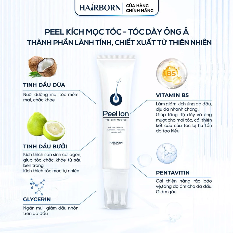 Lăn mọc tóc 5in1 HAIRBORN - Tinh chất HAIRBORN mọc tóc ion nano 2 chiều tuýp 60m 18 lan5