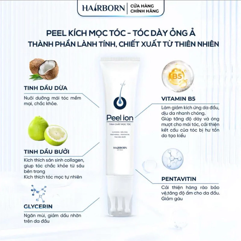 Lăn mọc tóc 5in1 HAIRBORN - Tinh chất HAIRBORN mọc tóc ion nano 2 chiều tuýp 60m 16 lan7