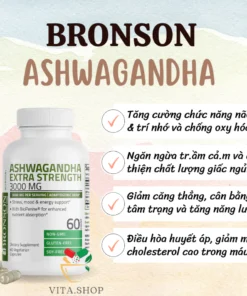 Viên Uống Nhân Sâm Giúp Giảm Căng Thẳng, Tăng Năng Lượng Bronson Ashwagandha 3000mg 60 viên
